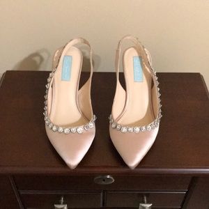 Betsey Johnson slingback pumps in a champagne pink with gorgeous rhinestones